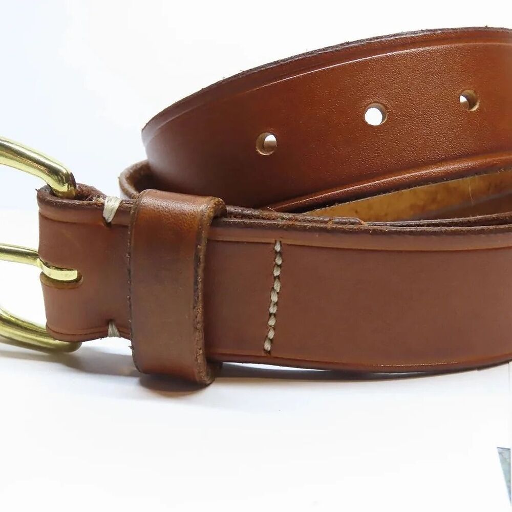 IMPERFECT 37" Handmade 100% cow hide brown leather belt embossed creased G